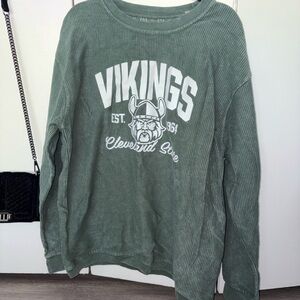 Cleveland State University Pressbox 100% Cotton Green Long Sleeve Tee
